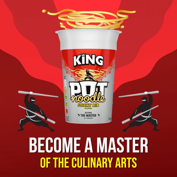 12X King Pot Noodles Chicken & Mushroom, Beef & Tomato And Sticky Rib Flavour 114g - Image 2