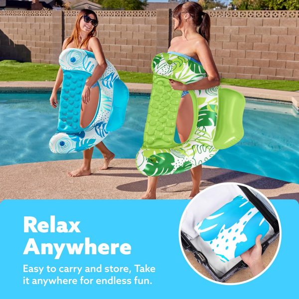2X Inflatable Pool Chairs with Cup Holders for Adults - Image 2