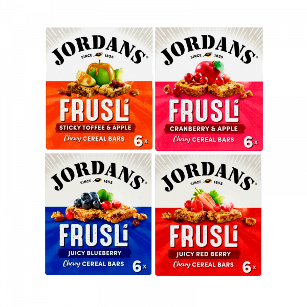 4X Jordans Frusli Sticky Toffee & Apple, Cranberry, Blueberry And Red Berry Cereal Bars