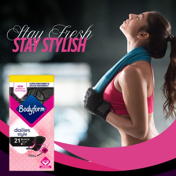 4X Bodyform Dailies Style Normal Panty Liners Black 21 Count - Image 5