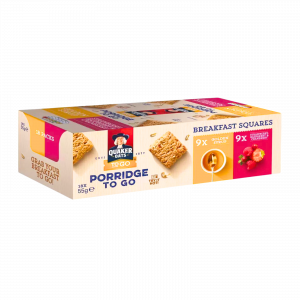 Quaker Oats Porridge to go Golden Syrup & Strawberry, Raspberry and Cranberry Breakfast Cereal