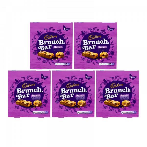 5X Cadbury Brunch Bar Raisin Cereal Bars