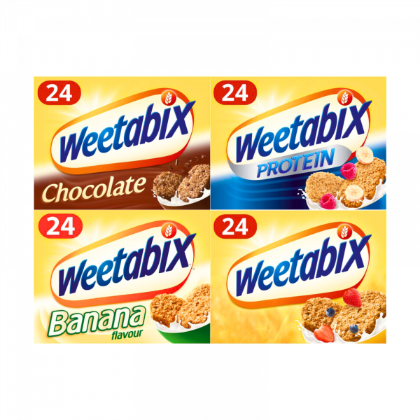 4X Weetabix Chocolate, Banana, Protein & Original Cereal Biscuits