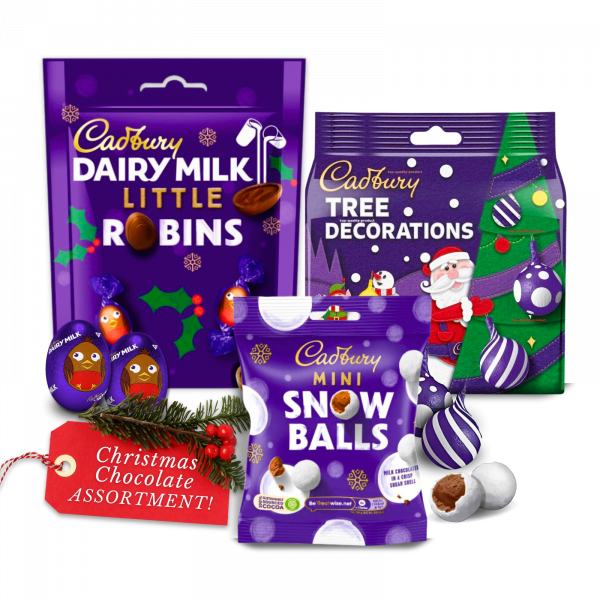 3X Cadbury Dairy Milk Little Robins, Tree Decorations And Mini Snow Balls Chocolate Treats