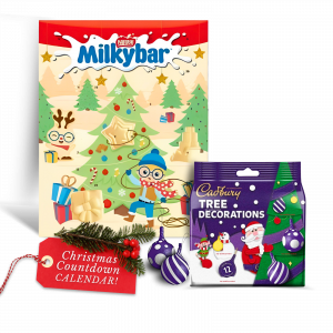2X Milky Bar Christmas Advent Calendar And Cadbury Tree Decorations