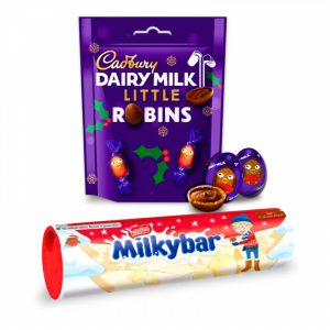 2X Chocolate Cadbury Dairy Milk Little Robins And Milky Bar Big Tube
