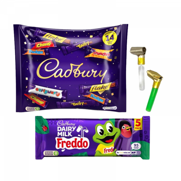 2X Cadbury Treats Bag And Dairy Milk Freddo with 2X Halloween Party Whistle