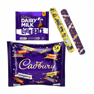 2X Cadbury Treats Bag And Dairy Milk Little Bars With 2X Halloween Snap Bracelets