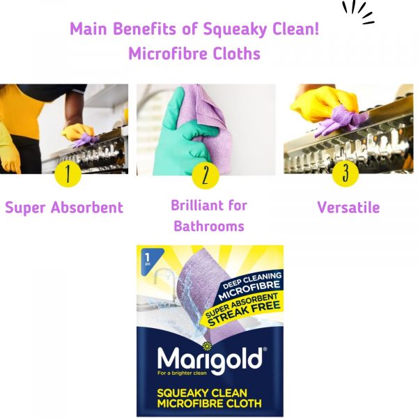 2X Marigold Squeaky clean microfibre cloth And Extra Thick Microfibre Let it shine cloths - Image 2