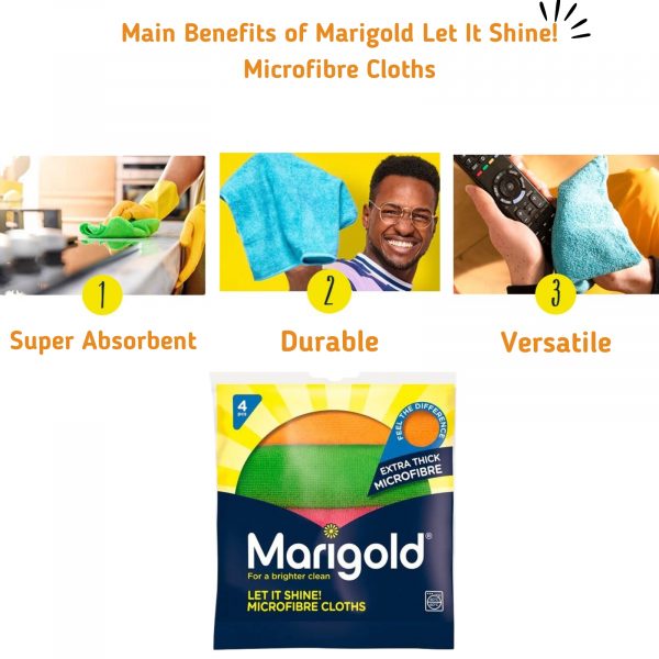 2X Marigold Squeaky clean microfibre cloth And Extra Thick Microfibre Let it shine cloths - Image 3