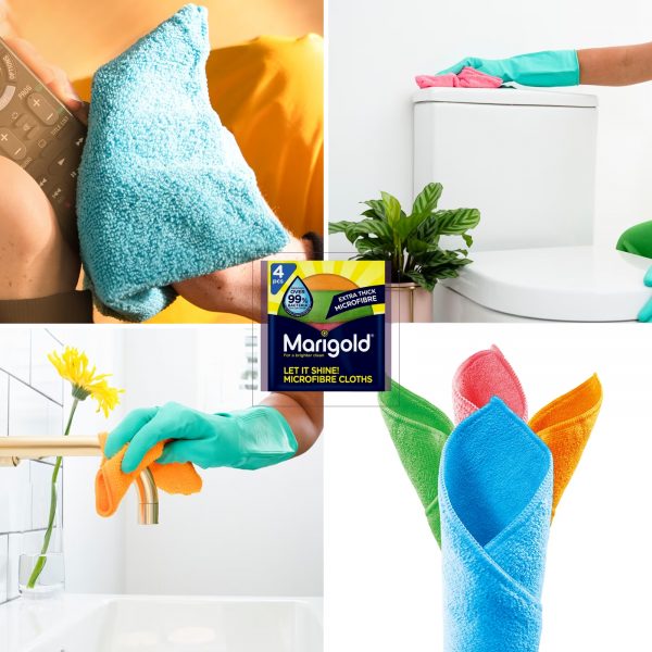 1X Marigold Extra Thick Microfibre Let it shine cloths And 2X Crevice Grout Cleaning Brush Bundle - Image 5