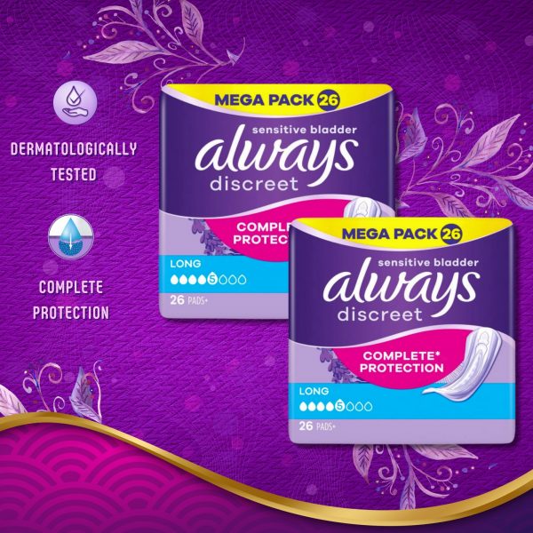 2X Always Discreet Long Complete Protection Sensitive Bladder Mega Pack (Size 5) 26 Pads - Image 5