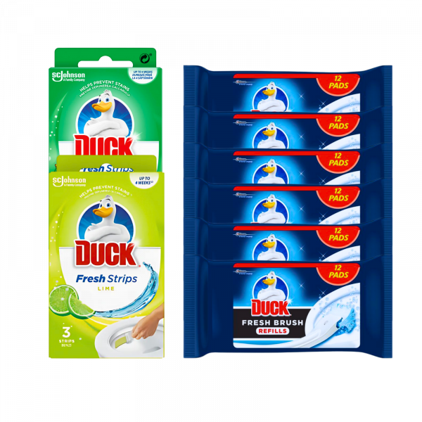 8X Bundle Duck Fresh Brush Refills, Duck Pine Fresh Strips And Lime Fresh Strips