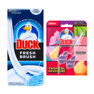 2X Duck Fresh Brush And Tropical Adventure Active Clean Rimblocks