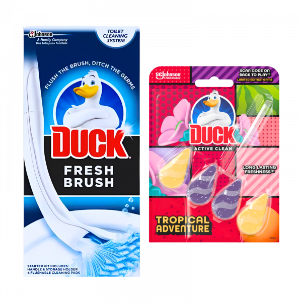2X Duck Fresh Brush And Tropical Adventure Active Clean Rimblocks