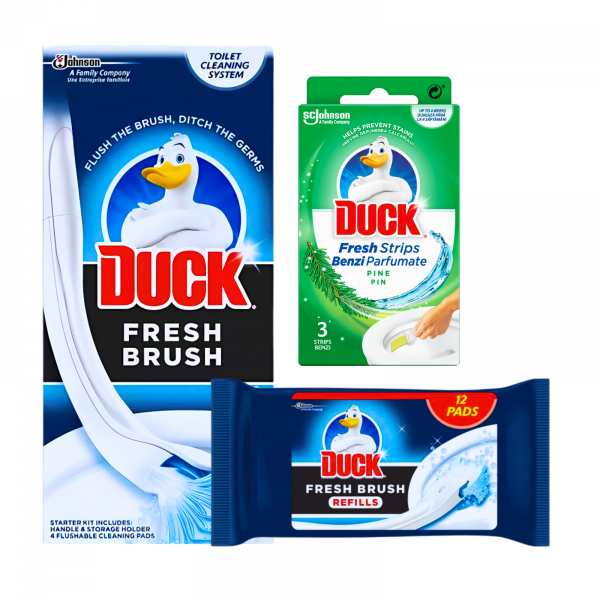 3X Bundle Duck Fresh Brush, Fresh Brush Refills And Duck Pine Fresh Strips