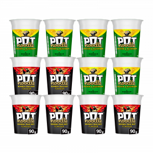 12X King Pot Noodles Chicken & Mushroom And Bombay Bad Boy Flavour 90g