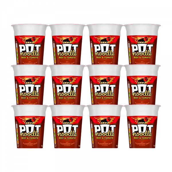 12X King Pot Noodles Beef & Tomato Flavour 90g