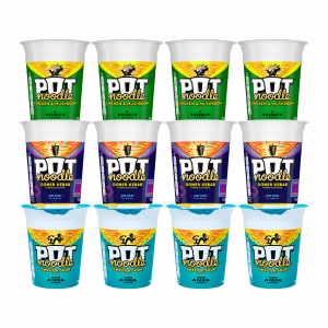 12X King Pot Noodles Chicken & Mushroom, Doner Kebab and Sweet & Sour Flavour 90g