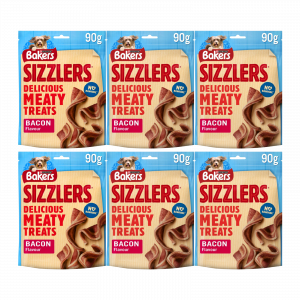 6X Bakers Sizzlers Meaty Treats Bacon Flavour