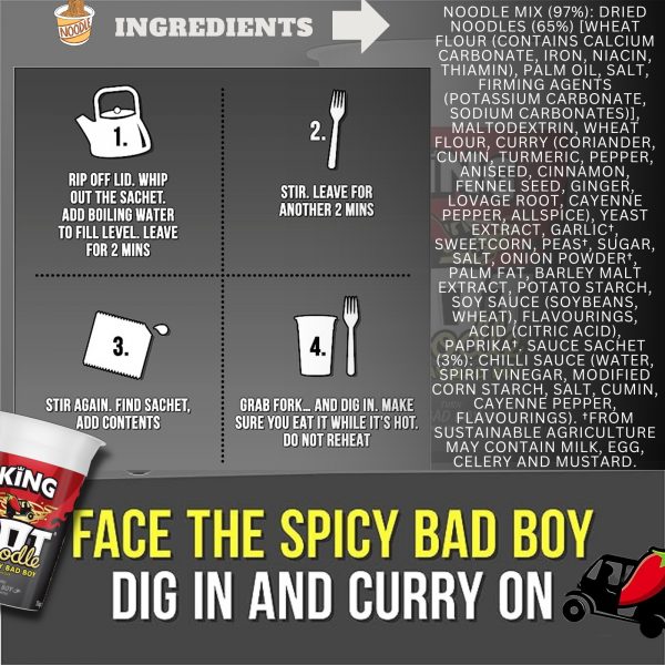 12X King Pot Noodles Bombay Bad Boy Flavour - Image 2