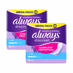 2X Always Discreet Long Complete Protection Sensitive Bladder Mega Pack (Size 5) 26 Pads