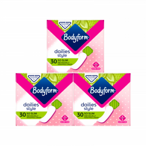 3X Bodyform Dailies Style Dailies So Slim Panty Liners 30 Pack - 90 Total Count