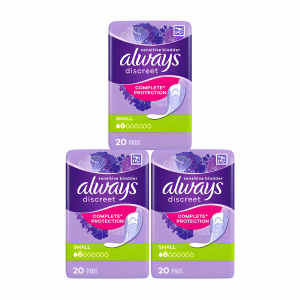 3X Always Discreet Sensitive Bladder Complete Protection Small 20 pads - 60 pads in total