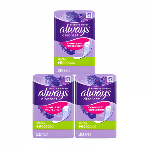 3X Always Discreet Sensitive Bladder Complete Protection Small 20 pads - 60 pads in total