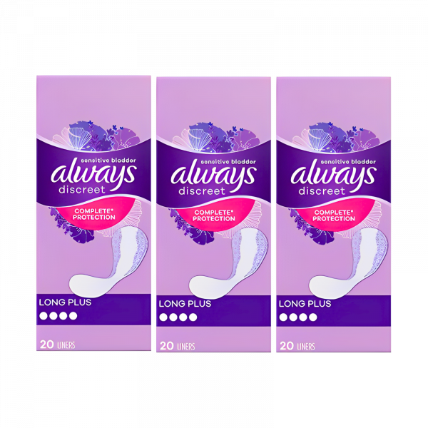 3X Always Discreet Sensitive Bladder Complete Protection Long Plus 20 pads - 60 pads in total
