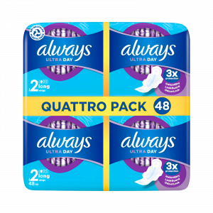 Always Ultra Day 2 Long With Wings 48 Pads Quattro Pack