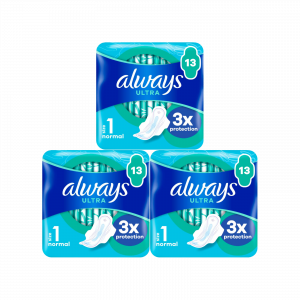 3X Always Ultra size 1 Normal 3x Protection 13 Pads - 39 in Total