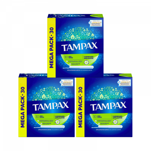 3X Tampax Mega Pack Super 30 pk - 90 in total