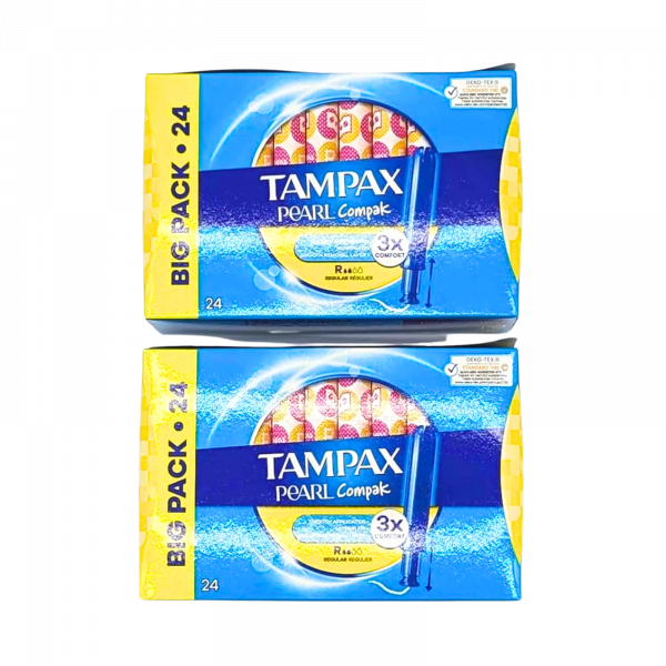 2X  Tampax Pearl Compak Regular Comfort Pads 24 pk - 48 in total