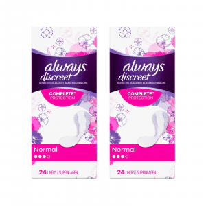 2X Always Discreet Complete Protection Normal 24 Sanitary Liners - 48 in total