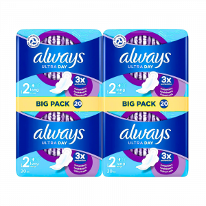 2X Always Ultra Sanitary Towels Long with Wings (Size 2) 20 Pads - 40 Total Count