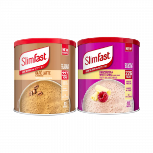2X Slimfast Meal Replacement Cafe Latte And Raspberry & White Chocolate