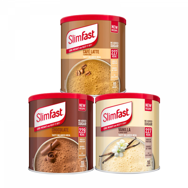 3X Slimfast Meal Replacement Chocolate, Vanilla And Cafe Latte