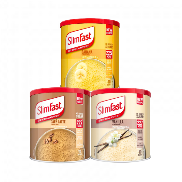 3X Slimfast Meal Replacement Banana, Vanilla And Cafe Latte