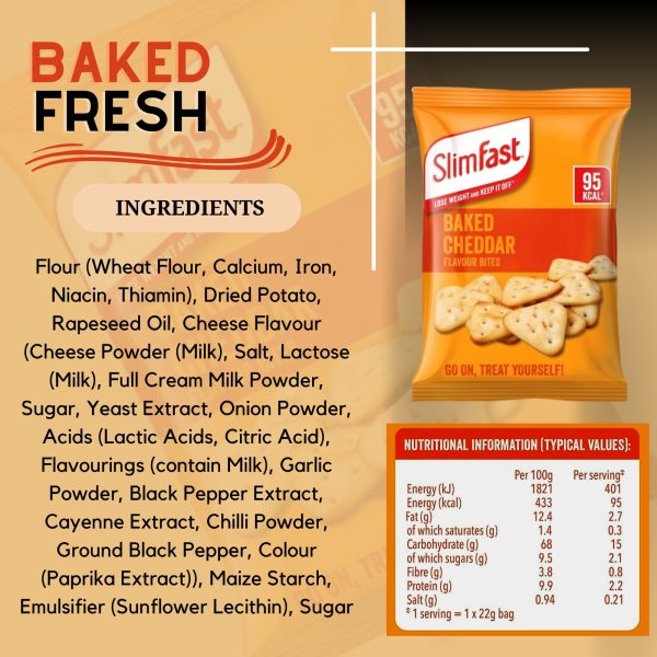 3X Slimfast Baked Cheddar Bites & Baked Sour Cream Pretzels Snacks - Image 3