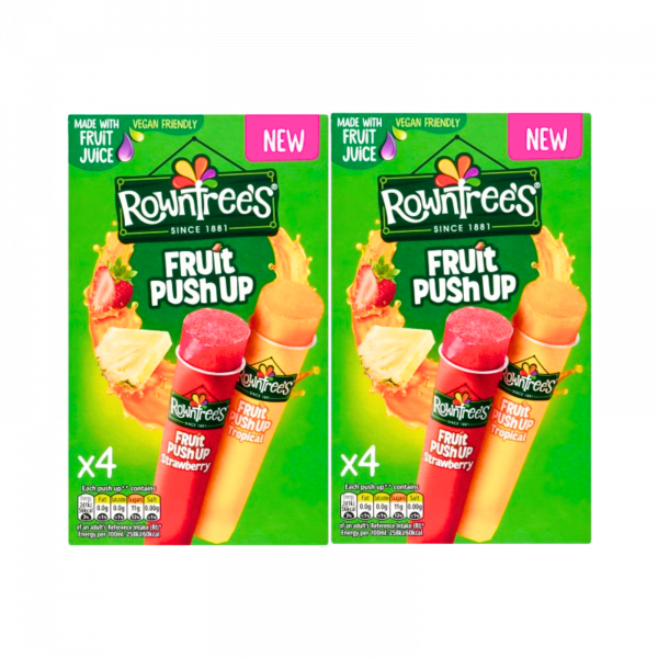 Rowntrees Fruit Push Ups Strawberry & Tropical 4 pk - 8 pk in total