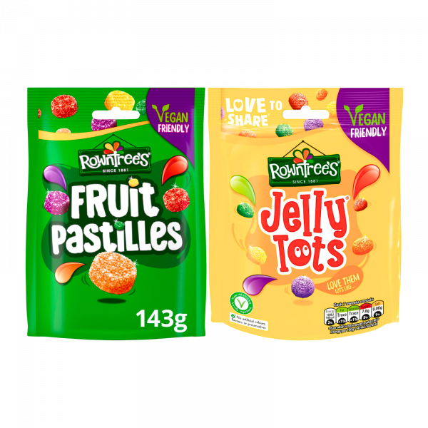2X Rowntrees Fruit Pastilles & Jelly tots Vegan Friendly Snacks