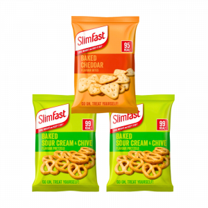 3X Slimfast Baked Cheddar Bites & Baked Sour Cream Pretzels Snacks