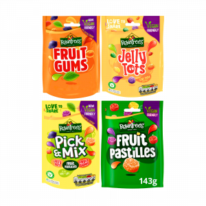 4X Rowntrees Fruit Gums, Jelly tots, Pick & Mix, And Fruit Pastilles Vegan friendly Gummy Snacks