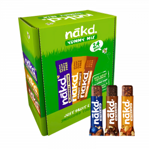 Nakd Yummy Mix Blueberry Muffin, Peanut Delight & Cocoa Orange Raw fruit and Nut Bars - 24 Bars