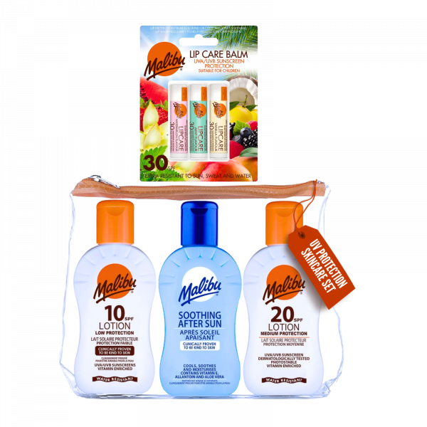 3X Malibu Suncare summer set And 3X Malibu Lip Care Balm SPF 30 Bundle