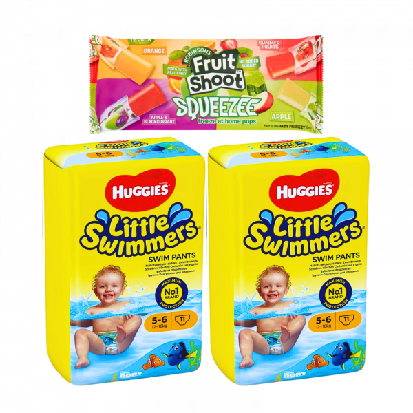3X Bundle Huggies Little Swimmers Swim Pants 5-6 And Fruit Shoot Squeeze pops