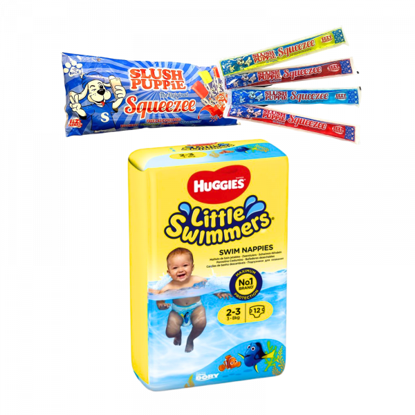 2X Bundle Huggies Little Swimmers Swim Nappies 2-3 And Slush Puppie Squeeze Pops