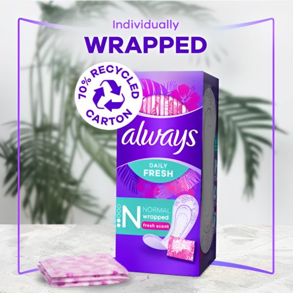 3X Always Daily Fresh Normal Wrapped Fresh scent 20 Pads - 60 Pads in total - Image 6