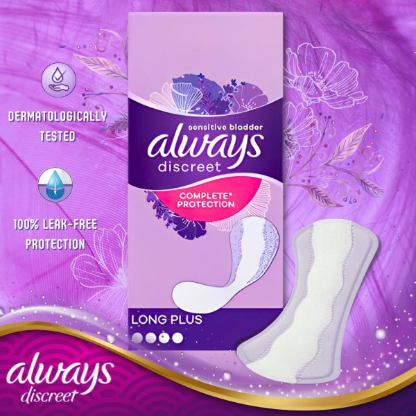 3X Always Discreet Sensitive Bladder Complete Protection Long Plus 20 pads - 60 pads in total - Image 4